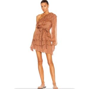 ROCOCO SAND Aine One Shoulder Belted Mini Dress